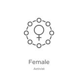 vector femenino del icono de la colección del activista Línea fina ejemplo femenino del vector del icono del esquema Esquema, lín stock de ilustración vector femenino del icono de la colección del activista Línea fina ejemplo femenino del vector del icono del esquema Esquema, lín stock de ilustración