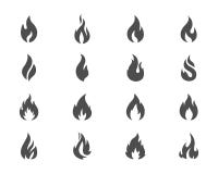 Vector fire icons set grey on white