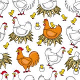 Vector flat chicken in nest chick seamless pattern Stock Image Vector flat chicken in nest chick seamless pattern Stock Image