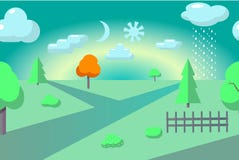 Vector flat countryside landscape. Abstract scenery illustration. royalty free illustration Vector flat countryside landscape. Abstract scenery illustration. royalty free illustration