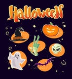 Vector flat halloween card, banner, poster, placard, party invitation, flayer design elements. Royalty Free Stock Photo Vector flat halloween card, banner, poster, placard, party invitation, flayer design elements. Royalty Free Stock Photo