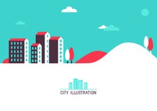 Vector flat illustration with bright houses vector illustration Vector flat illustration with bright houses vector illustration