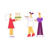 Vector flat people at birthday party celebrating vector illustration Vector flat people at birthday party celebrating vector illustration