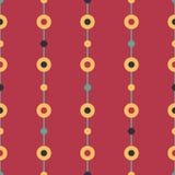 Vector Folk Beads on red seamless pattern background. stock illustration Vector Folk Beads on red seamless pattern background. stock illustration