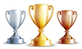 Vector gold, silver and bronze winners cup. Royalty Free Stock Image Vector gold, silver and bronze winners cup. Royalty Free Stock Image