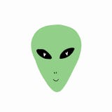 Green alien face. Hand drawn stylized temting contemporary art. Boho hipster drawing stock illustration Green alien face. Hand drawn stylized temting contemporary art. Boho hipster drawing stock illustration