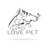 Vector group of pets - Horse, dog, cat, bird, butterfly. stock illustration Vector group of pets - Horse, dog, cat, bird, butterfly. stock illustration