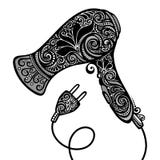 Vector Hairdryer adornado stock de ilustración Vector Hairdryer adornado stock de ilustración