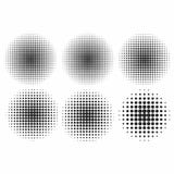 Vector halftone effects set. Monochrome dots in circles stock illustration Vector halftone effects set. Monochrome dots in circles stock illustration