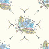 Vector hand drawn colorful seamless pattern, illustration of butterfly with decorative geometrical elements, lines, dots. Line vector illustration Vector hand drawn colorful seamless pattern, illustration of butterfly with decorative geometrical elements, lines, dots. Line vector illustration