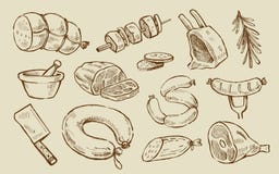 Vector hand drawn Meat