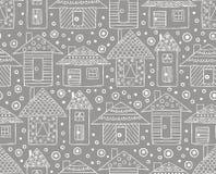 Vector hand drawn seamless pattern, decorative stylized childish houses Line drawing Doodle style, graphic illustration Ornamental stock illustration Vector hand drawn seamless pattern, decorative stylized childish houses Line drawing Doodle style, graphic illustration Ornamental stock illustration