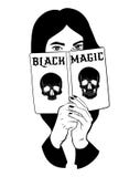 Vector Hand gezeichnete Illustration der jungen Frau mit einem Buch stock abbildung Vector Hand gezeichnete Illustration der jungen Frau mit einem Buch stock abbildung