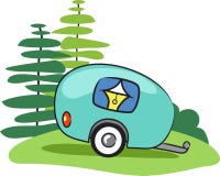 Vector happy camper trailor stock illustration Vector happy camper trailor stock illustration