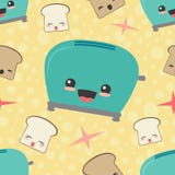 Vector Happy Toaster Toast Seamless Pattern Background royalty free illustration Vector Happy Toaster Toast Seamless Pattern Background royalty free illustration