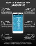 Vector Health And Fitness Smart Phone Application Infographic Featuring Six Trackers vector illustration Vector Health And Fitness Smart Phone Application Infographic Featuring Six Trackers vector illustration