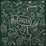 Vector hecho a mano del diseño del garabato del jardín del bosquejo tradicional al aire libre casero de los iconos stock de ilustración Vector hecho a mano del diseño del garabato del jardín del bosquejo tradicional al aire libre casero de los iconos stock de ilustración
