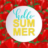 Vector Hello Summer cute card with sweet strawberries. royalty free illustration Vector Hello Summer cute card with sweet strawberries. royalty free illustration