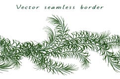Vector horizontale naadloze grens van tropische groene palmbladen stock illustratie Vector horizontale naadloze grens van tropische groene palmbladen stock illustratie