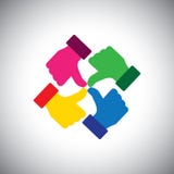Vector icon of colorful thumbs up hands - concept of group unity vector illustration Vector icon of colorful thumbs up hands - concept of group unity vector illustration