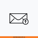 Vector icon email inbox flat line outline black in background white stock illustration Vector icon email inbox flat line outline black in background white stock illustration
