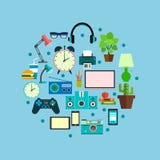 Vector Icons in flat style. Business or Education Work Flow Items and Gadgets. Workplace icons royalty free illustration Vector Icons in flat style. Business or Education Work Flow Items and Gadgets. Workplace icons royalty free illustration