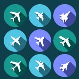 Vector Icons Of Airplanes Royalty Free Stock Image