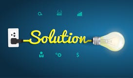 Vector il concetto della soluzione con la lampadina creativa i illustrazione di stock Vector il concetto della soluzione con la lampadina creativa i illustrazione di stock