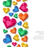 Vector il fondo verticale senza cuciture con i diamanti, le gemme, gioielli nella forma del cuore Immagine Stock Libera da Diritti Vector il fondo verticale senza cuciture con i diamanti, le gemme, gioielli nella forma del cuore Immagine Stock Libera da Diritti