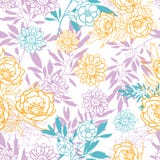 Vector il rosa, il giallo, foglie del blu e fiorito il modello senza cuciture dell'estate con le piante e le foglie pastelli su f illustrazione di stock Vector il rosa, il giallo, foglie del blu e fiorito il modello senza cuciture dell'estate con le piante e le foglie pastelli su f illustrazione di stock