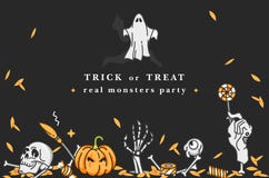 Vector illustartion set of linear icons for Happy Halloween. Badges and Labels for party and fair. Trick or treat vector illustration Vector illustartion set of linear icons for Happy Halloween. Badges and Labels for party and fair. Trick or treat vector illustration