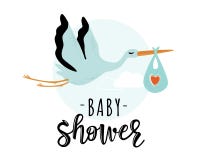 Vector illustration of a baby shower Invitation with stork Stock Image Vector illustration of a baby shower Invitation with stork Stock Image