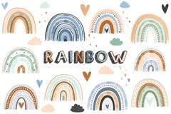 Vector illustration of the Boho rainbow collections set