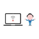 Vector illustration businessman with laptop computer, wireless w royalty free illustration Vector illustration businessman with laptop computer, wireless w royalty free illustration