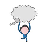 Vector illustration of businessman character running and carrying thought bubble. Color and black outlines. vector illustration Vector illustration of businessman character running and carrying thought bubble. Color and black outlines. vector illustration