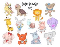 Vector illustration of cute animals set royalty free illustration Vector illustration of cute animals set royalty free illustration