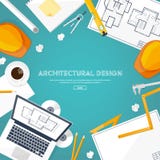 Vector illustration. Engineering and architecture. Drawing, construction. Architectural project. Design, sketching stock illustration Vector illustration. Engineering and architecture. Drawing, construction. Architectural project. Design, sketching stock illustration