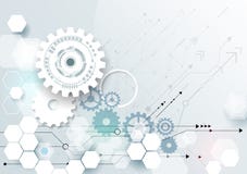 Vector illustration gear wheel, hexagons and circuit board Royalty Free Stock Photo Vector illustration gear wheel, hexagons and circuit board Royalty Free Stock Photo
