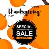 Happy Thanksgiving Day sale card with pumpkins stock illustration Happy Thanksgiving Day sale card with pumpkins stock illustration