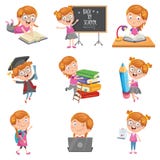 Vector Illustration Of Little School Girl royalty free illustration Vector Illustration Of Little School Girl royalty free illustration