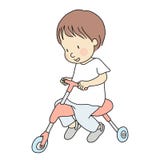 Vector illustration of little toddler riding a tricycle. Early childhood development activity, education, leaning, child playing stock illustration Vector illustration of little toddler riding a tricycle. Early childhood development activity, education, leaning, child playing stock illustration