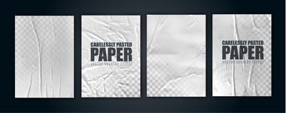 Vector illustration object. badly glued white paper. crumpled poster