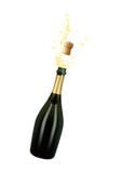 Vector illustration of opened bottle of champagne or sparkling wine with a cork and splash in photorealistic style. A Royalty Free Stock Photo Vector illustration of opened bottle of champagne or sparkling wine with a cork and splash in photorealistic style. A Royalty Free Stock Photo