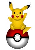 Vector illustration of Pikachu on pokeball isolated on white background, pokemon