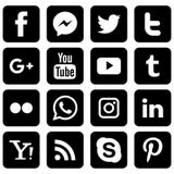 Popular social media icons set black