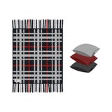 Set of cozy soft plaid with fringe and three pillows, isolated on white background. royalty free illustration Set of cozy soft plaid with fringe and three pillows, isolated on white background. royalty free illustration