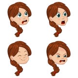 Vector Illustration set of cute little girl faces showing different emotions royalty free illustration Vector Illustration set of cute little girl faces showing different emotions royalty free illustration