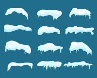 Vector Illustration Set Of Snow And Ice Vector Frames. Winter Snow Caps, Snowdrifts And Icicles In Cartoon Flat Style. Royalty Free Stock Photos Vector Illustration Set Of Snow And Ice Vector Frames. Winter Snow Caps, Snowdrifts And Icicles In Cartoon Flat Style. Royalty Free Stock Photos