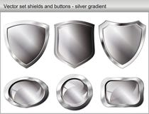 Vector illustration set. Shiny shield and button royalty free illustration Vector illustration set. Shiny shield and button royalty free illustration