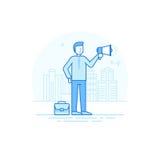 Vector illustration in trendy flat linear style in blue colour vector illustration Vector illustration in trendy flat linear style in blue colour vector illustration